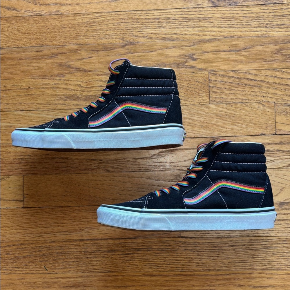 -Vans Skate Sk8-Hi Pride Sneakers Black with Rainbow Men’s 8.5 Women’s 10 - Picture 12 of 16